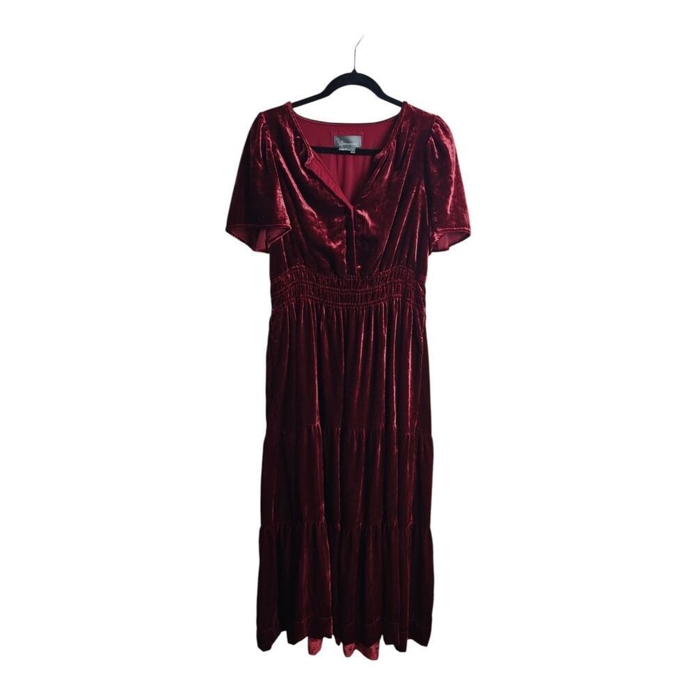 Anthropologie Velvet Maxi Dress in Burgundy Plum - Picture 3 of 11